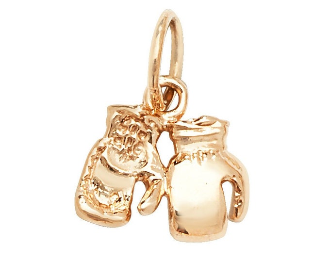 Pair of Small 8mm 9ct Yellow Gold Boxing Gloves Pendants Hallmarked 1.5g - Real 9K Gold