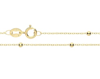 9K Yellow Gold Fine Lightweight Beaded Flat Trace Cable Chain- Solid 9K Gold