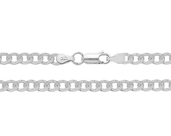 925 Sterling Silver Lighter Weight 4mm Wide Curb Link Chain - Choice of lengths