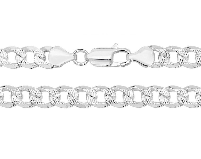 925 Sterling Silver 6mm Diamond Cut Pattern Curb Chain Necklaces - Choice of Lengths