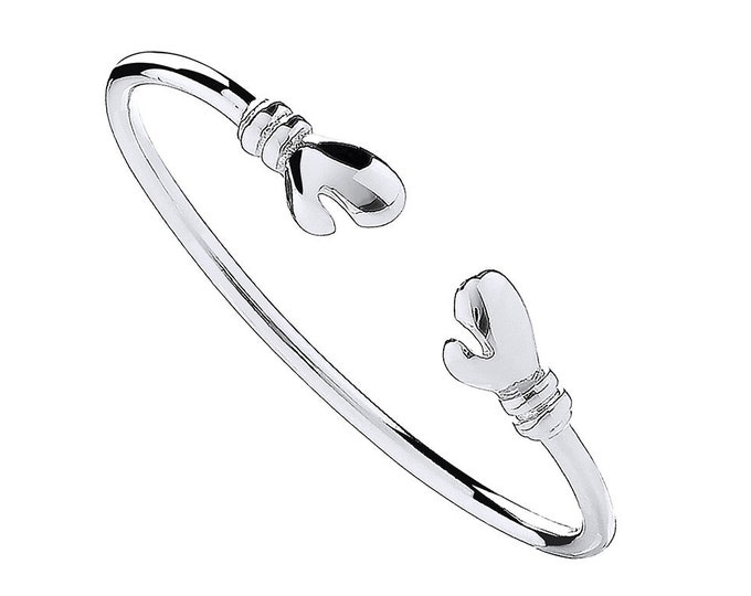 925 Sterling Silver Babies Boxing Glove Torque Bangle