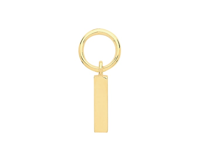 Single 9ct Yellow Gold Small Gold Bar Earring Charm - Hoop NOT included