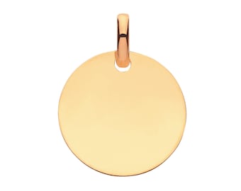 9ct Yellow Gold 14mm Flat Round Plain Polished Disc Tag Pendant - Real 9K Gold