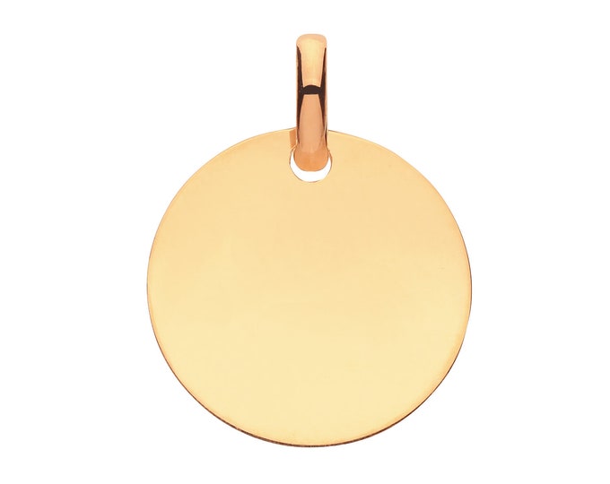 9ct Yellow Gold 14mm Flat Round Plain Polished Disc Tag Pendant - Real 9K Gold