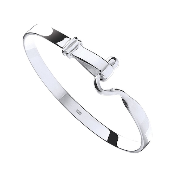 925 Sterling Silver Baby Hook & Ring Design Bangle - Etsy