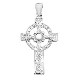 925 Solid Sterling Silver 3cm Embossed Celtic Cross Pendant