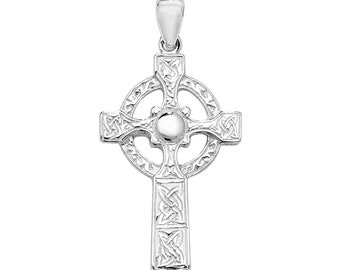 925 Solid Sterling Silver 3cm Embossed Celtic Cross Pendant