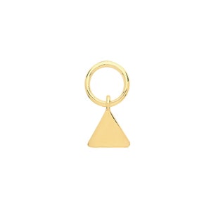 Single 9ct Yellow Gold Small 4mm Flat Triangle Earring Charm - Hoop NOT included