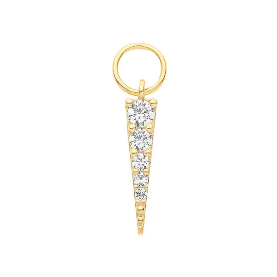 Single 9ct Yellow Gold 10mm Pave Cz Spike Earring Charm - Hoop NOT included