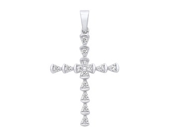 925 Sterling Silver Round Cut Cz Fancy Cross Pendant 3.8x2.2cm