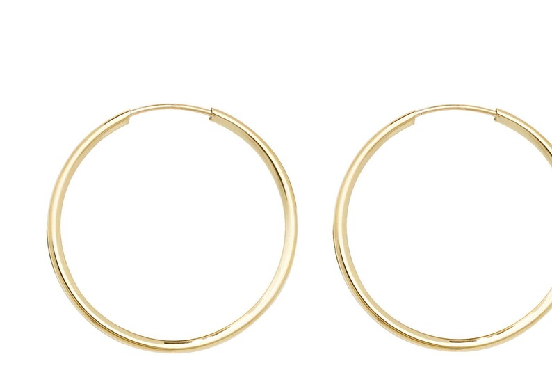Pair of 9ct Yellow Gold Hollow 65mm Diameter Sleeper Hoop Earrings Hallmarked