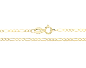 9ct Yellow Gold 1.7mm Wide Figaro Link Chain Necklaces - 9K Gold