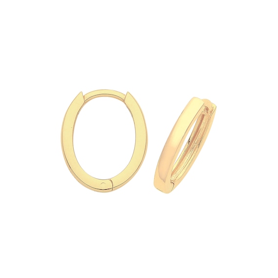 9ct oval shaped huggie earrings. 9ct oval shaped huggie earrings.