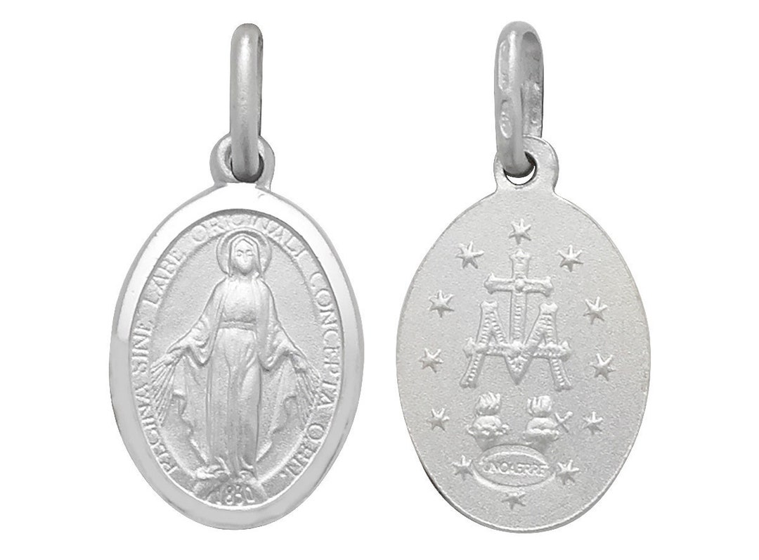 925 Sterling Silver Oval Miraculous Madonna Medallion Charm Pendant - Etsy