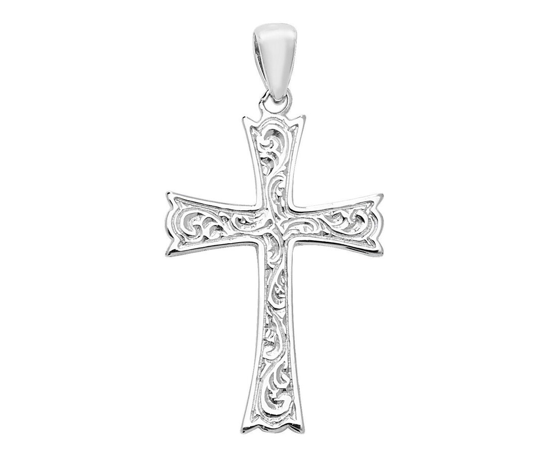 925 Solid Sterling Silver 3cm Celtic Scroll Embossed Design Cross ...