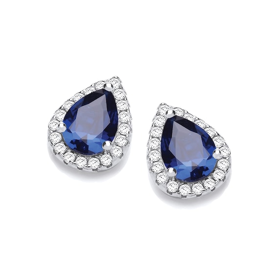 Teardrop Shape Earrings with Cubic Zirconia Rhodium on Sterling Silver Teardrop Shape Earrings with Cubic Zirconia Rhodium on Sterling Silver