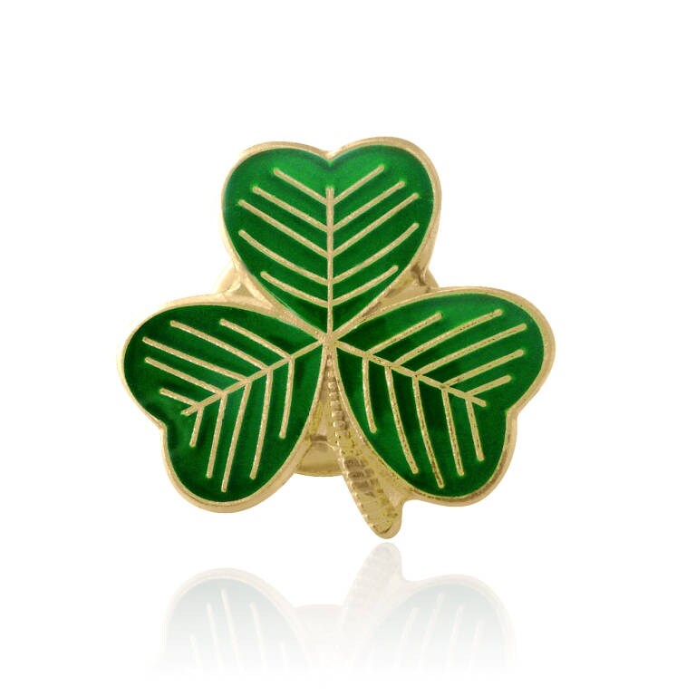 best badge St Patricks Day Shamrock Lucky Four Leaf Clover Poppy Enamel Pin Badge Brooch