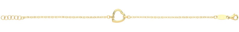 Real 9K Gold 9ct Yellow Gold Open Heart Charm Link 7.5 Rolo Chain Bracelet Hallmarked