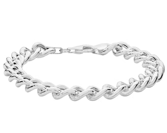 Ladies Chunky Polished 925 Sterling 6mm Curb Link 7" Bracelet Hallmarked