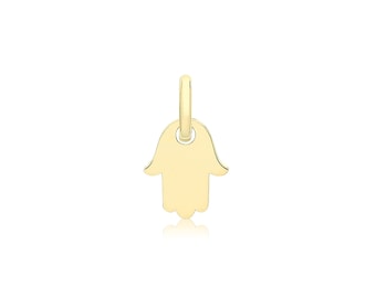 Tiny 9ct Yellow Gold 6x6mm Cut Out Design Hamsa Charm Pendant - Real 9K Gold