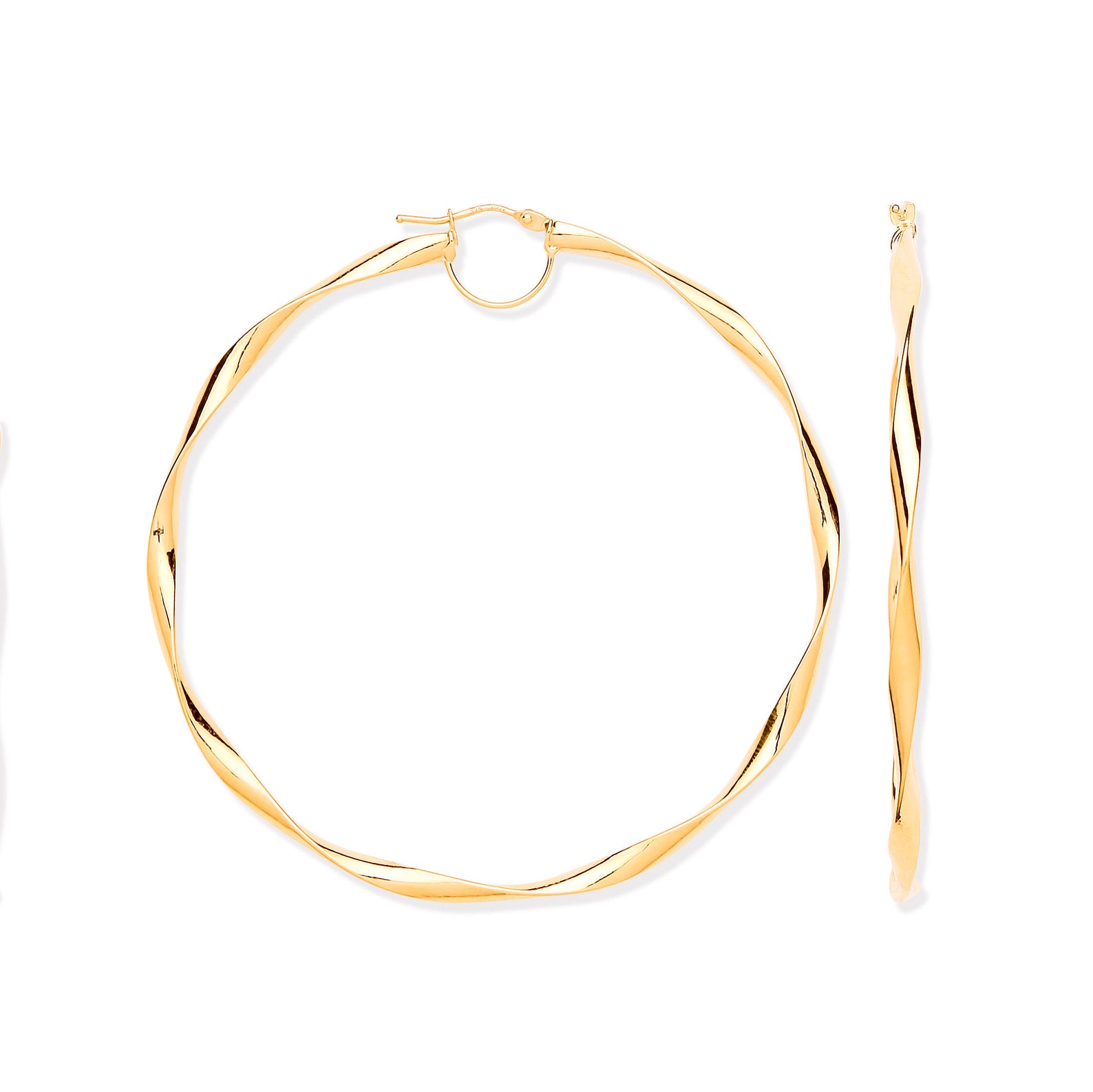 Large Ribbon Hoop Large 65mm Diameter 9ct Yellow Gold Twisted Ribbon Hoop Earrings ...