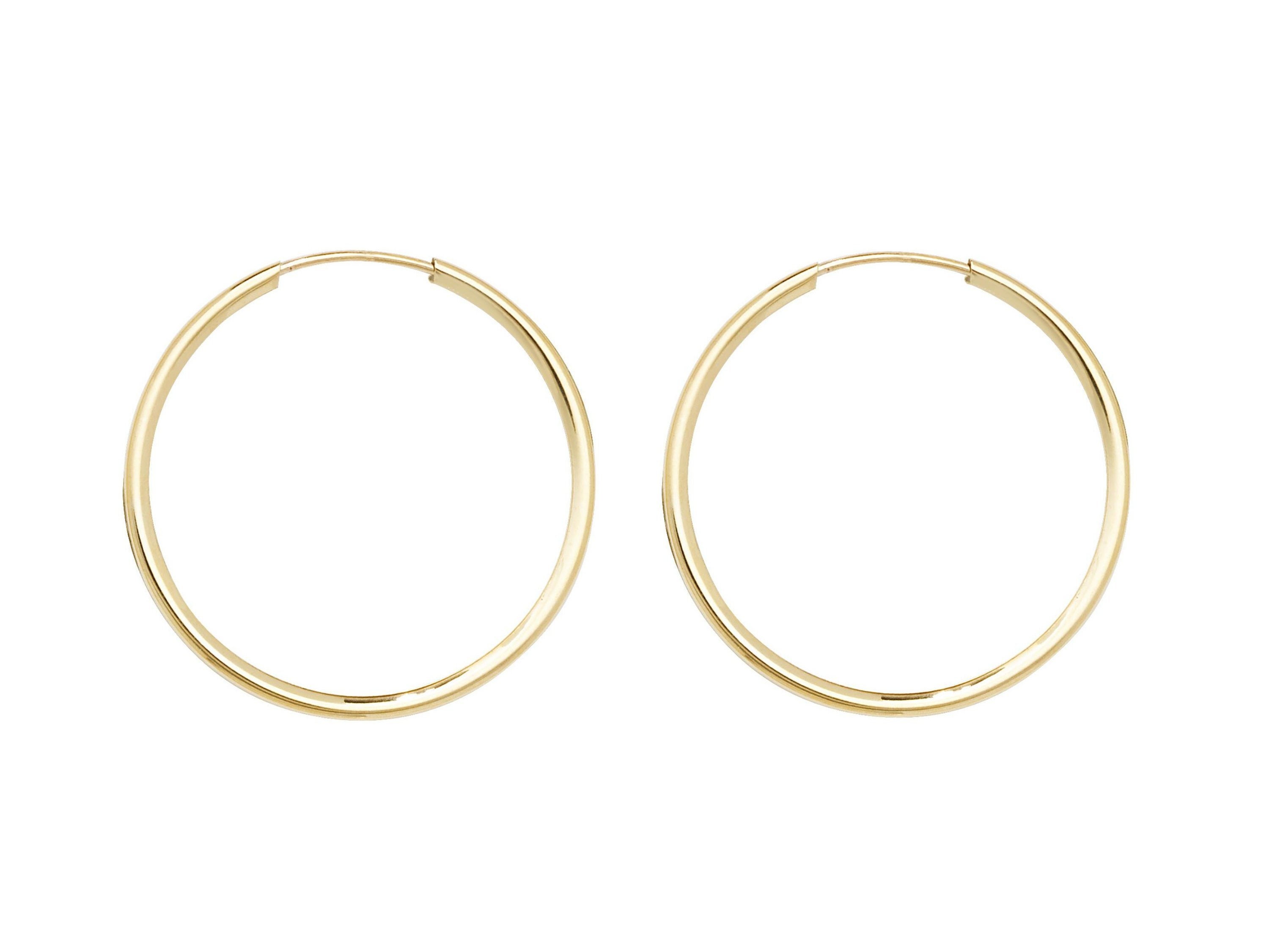 9ct Yellow Gold 22mm Diameter Sleeper Hoop Earrings - Real 9K Gold