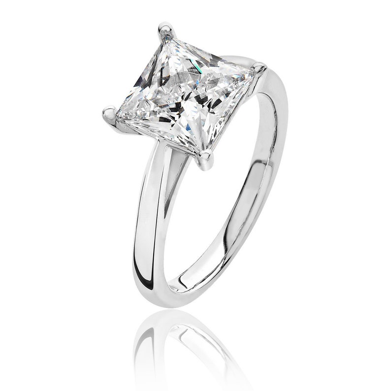 925 Sterling Silver Rhodium-plated CZ 8mm Princess Square Post Earrings