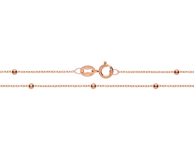 9K Rose Gold Fine Lightweight Beaded Flat Trace Cable Chain- Solid 9K Gold
