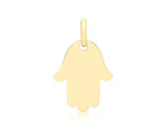 9ct Yellow Gold 12x10mm Cut Out Design Hamsa Charm Pendant - Real 9K Gold