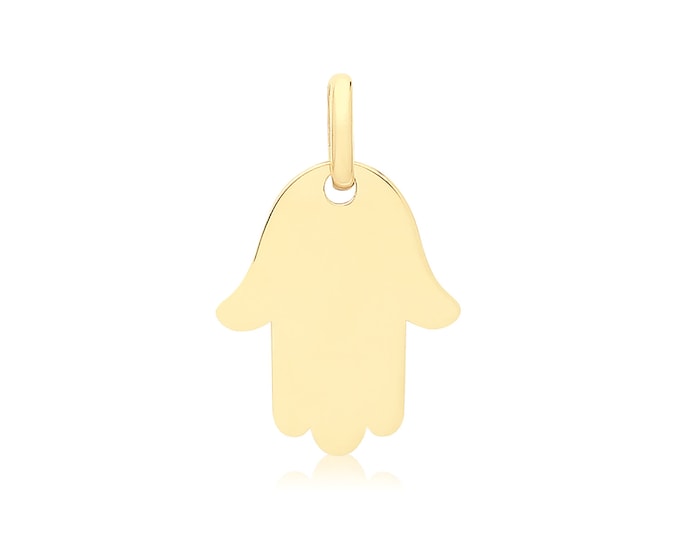 9ct Yellow Gold 12x10mm Cut Out Design Hamsa Charm Pendant - Real 9K Gold