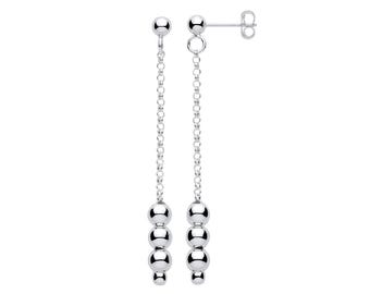 Silver Beads 5cm Long Drop Earrings
