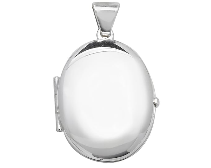 925 Sterling Silver 20x15mm Oval Shaped Plain 2 Photo Locket