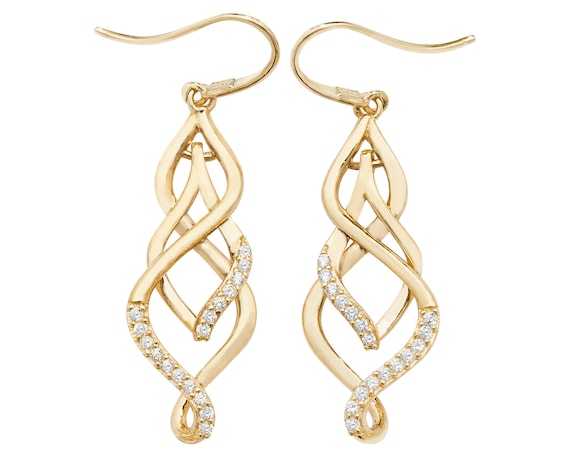 9ct gold CZ chandelier earrings 9ct gold CZ chandelier earrings