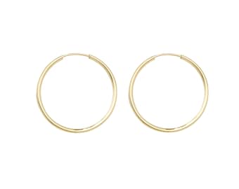 Small 9ct Yellow Gold 10mm Diameter Sleeper Hoop Earrings - Real 9K Gold