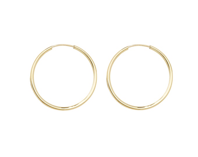 Small 9ct Yellow Gold 10mm Diameter Sleeper Hoop Earrings - Real 9K Gold