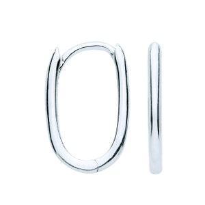 May include: A pair of silver oval hoop earrings. The earrings are simple and elegant, and they would make a great gift for any occasion.