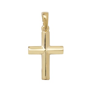 Small 9ct Yellow Gold 1.5cm Plain Polished Cross Pendant - Real 9K Gold
