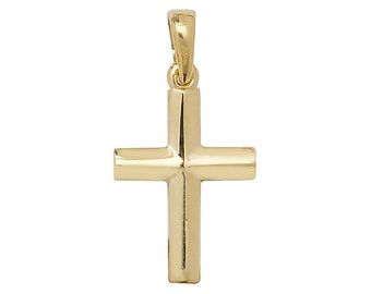 Small 9ct Yellow Gold 1.5cm Plain Polished Cross Pendant - Real 9K Gold
