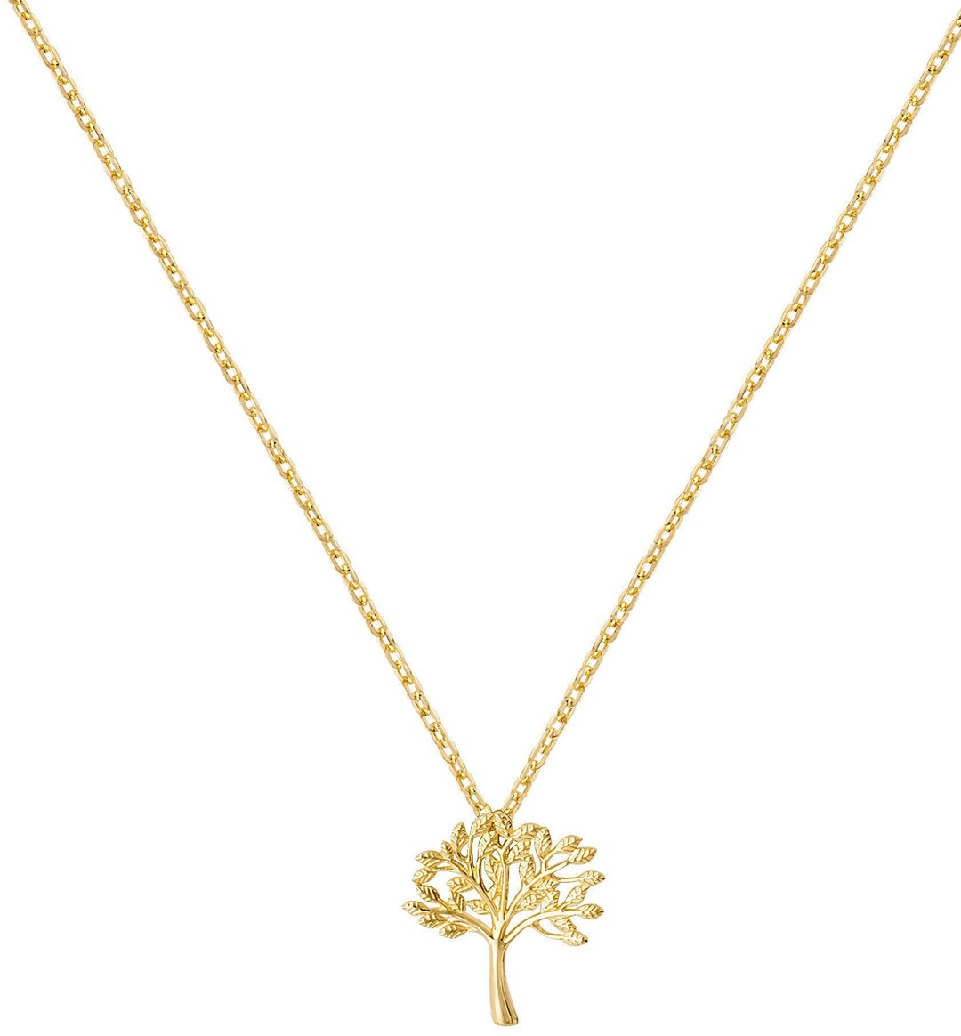 9ct Yellow Gold Small Tree of Life Charm Pendant on Adjustable 15.5"-17 ...