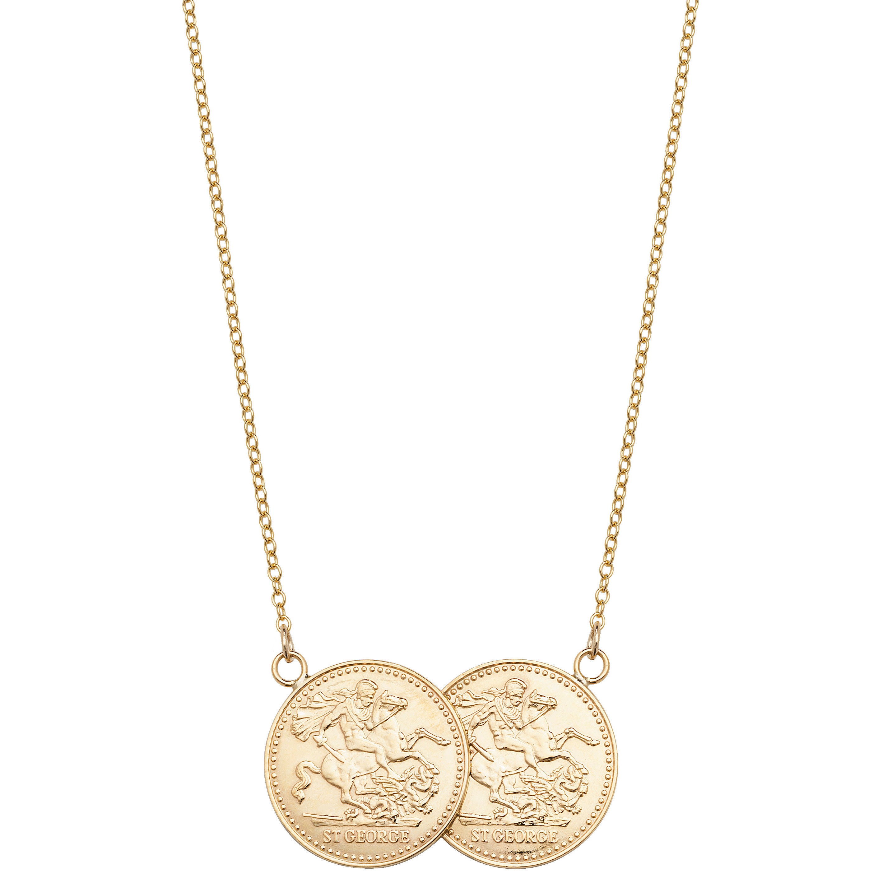 St George Double Full Sovereign Coin 17 Necklace Gold Plated 925 Sterling  Silver - Etsy India