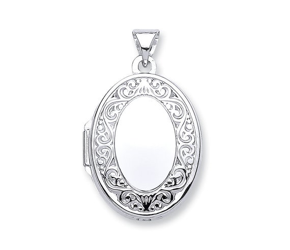 9ct Yellow /& White Gold 2 Photograph Oval Half Embossed Lace Locket 15 x 12mm JQS