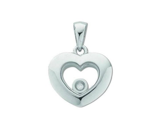 9ct White Gold Floating Solitaire Diamond Heart Shaped Pendant - Solitaire Heart Shaped Diamond Pendant 9ct White Gold Floating Solitaire Diamond Heart Shaped Pendant - Solitaire Heart Shaped Diamond Pendant