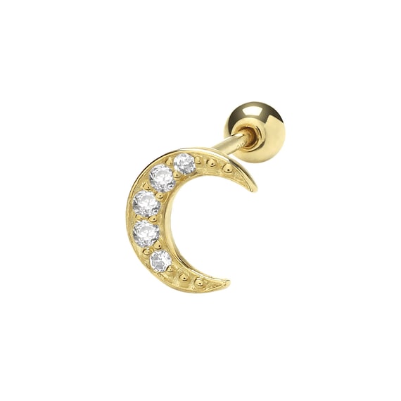 14k Rose Gold Crescent Moon Post Stud Earrings with Cubic Zirconia 14k Rose Gold Crescent Moon Post Stud Earrings with Cubic Zirconia