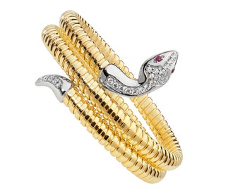 Gold Plated 925 Sterling Silver 3 Coil Serpent Snake Bangle Hallmarked