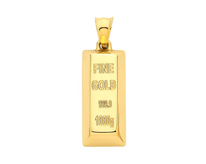 9K Gold Hollow Gold Bar Charm Pendant