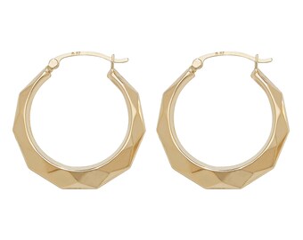 Victorian 9ct Yellow Gold on Silver Oval Spiked Gypsy Creole Hoop Earrings Women | UK