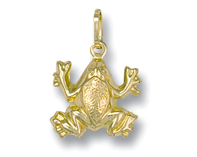 9ct Yellow Gold Hollow Frog Charm Pendant - Real 9K Gold