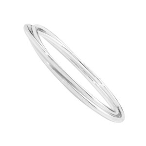 May include: Two silver rings intertwined, creating a simple and elegant design. The rings are smooth and polished, with a subtle shine.