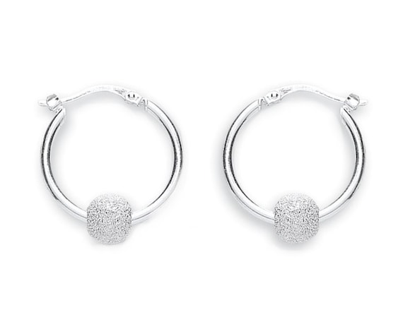 Glitter Hoop Earrings in Sterling Silver