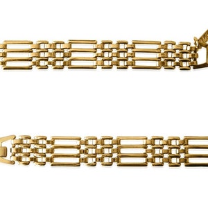 Vintage Design Ladies Gold Vermeil 4 Bar 19cm Gate Link Bracelet